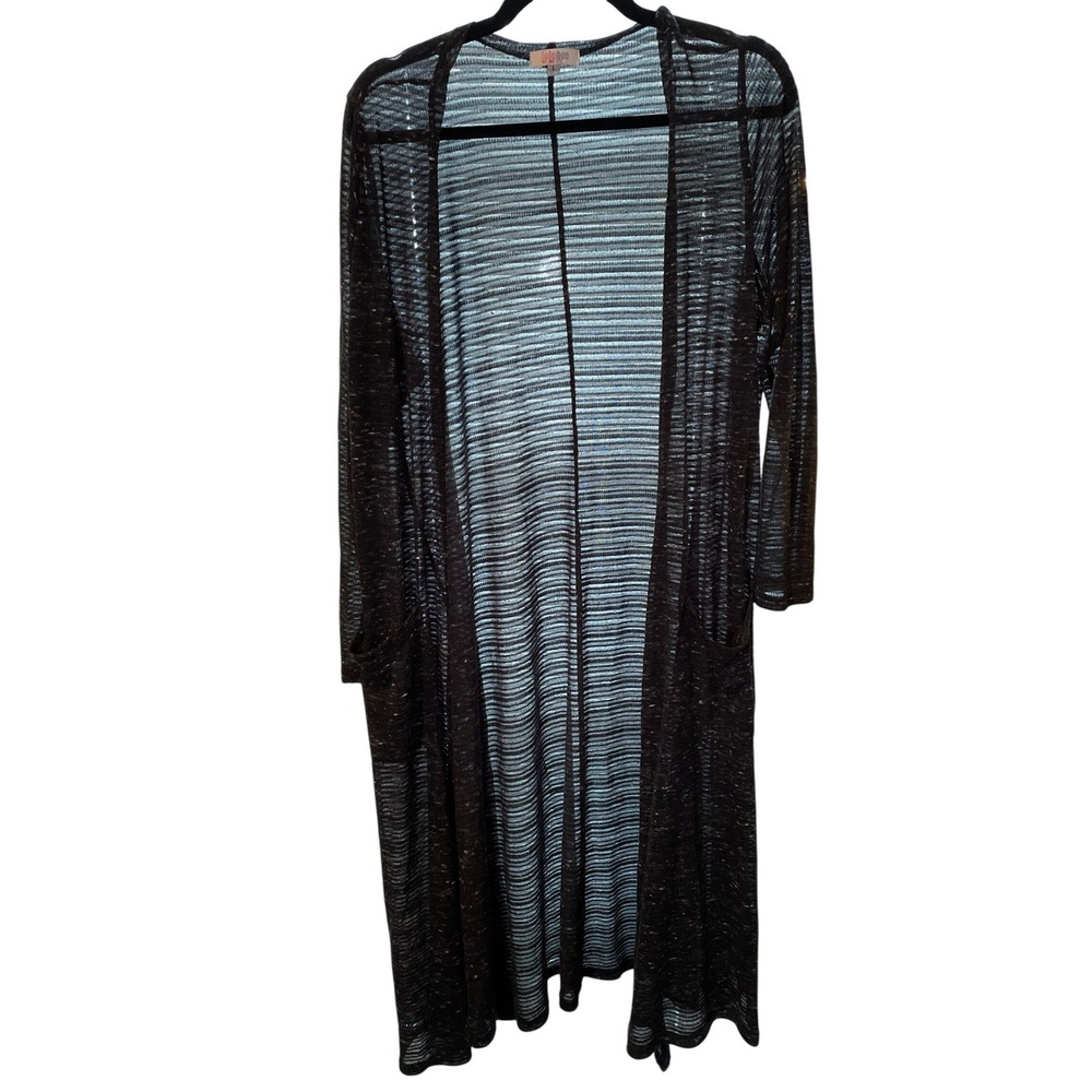 LuLaRoe‎ Black Stripe Open Front Long Cardigan Lightweight Duster Women's